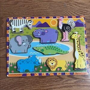 Melissa & Doug Safari Animal Puzzle – Chunky Wooden Pieces